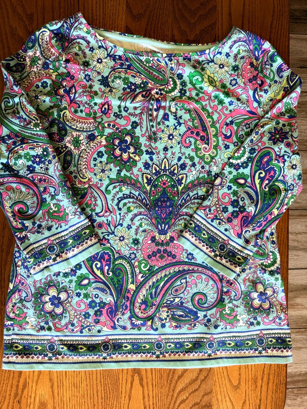 Talbots Mint Paisley Floral Tee